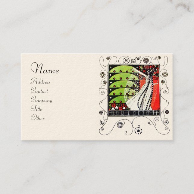 Tarjeta De Visita MAGIA DE LA PRIMAVERA verde blanco negro brillante (Anverso)