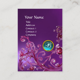 Tarjeta De Visita MAGIC BERRIES AZUL GEM MONOGRAM amethyst morado