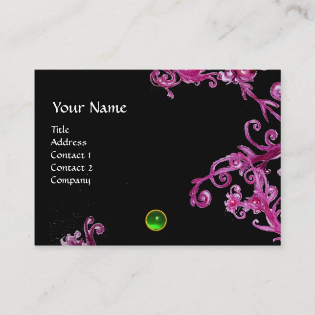 Tarjeta De Visita MAGIC BERRIES MONOGRAM color púrpura negro verde (Anverso)