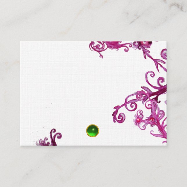 Tarjeta De Visita MAGIC BERRIES MONOGRAM gem lino verde (Anverso)