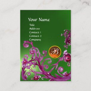 Tarjeta De Visita MAGIC BERRIES MONOGRAM GEM naranja verde esmeralda