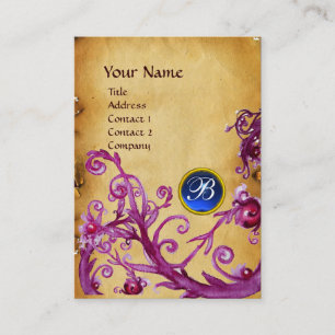 Tarjeta De Visita MAGIC BERRIES MONOGRAM GEM pergamino azul oscuro
