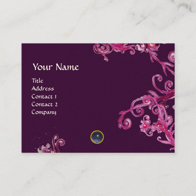 Tarjeta De Visita MAGIC BERRIES MONOGRAM gema azul (Anverso)