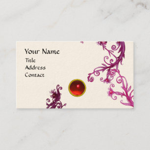 Tarjeta De Visita MAGIC BERRIES MONOGRAM gema crema roja