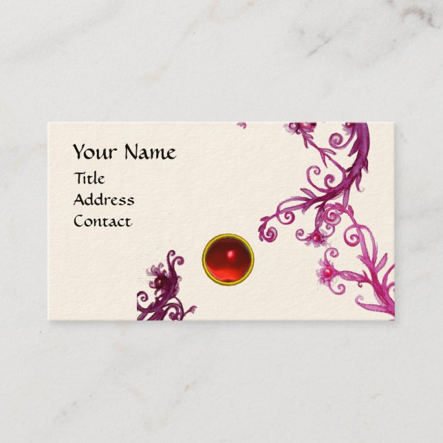 Tarjeta De Visita MAGIC BERRIES MONOGRAM gema crema roja (Anverso)