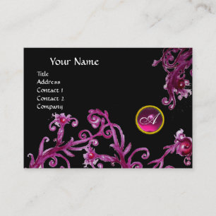 Tarjeta De Visita MAGIC BERRIES MONOGRAM gema negro rosa