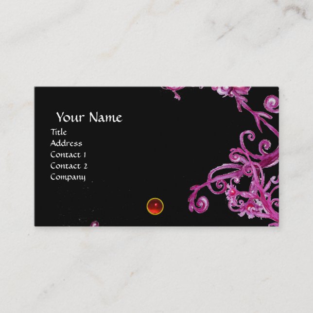 Tarjeta De Visita MAGIC BERRIES MONOGRAM gema perla azul (Anverso)