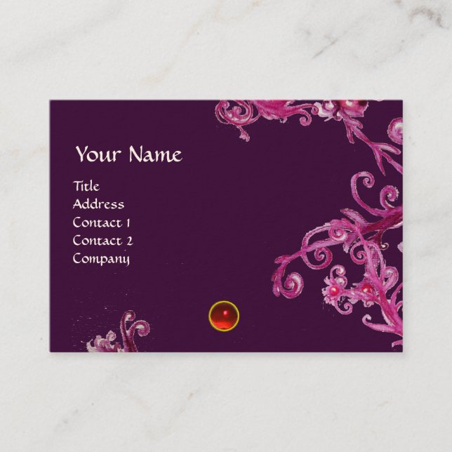Tarjeta De Visita MAGIC BERRIES MONOGRAM gema rojo (Anverso)