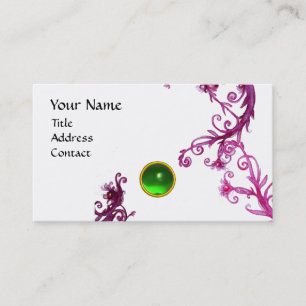 Tarjeta De Visita MAGIC BERRIES MONOGRAM gema verde blanco