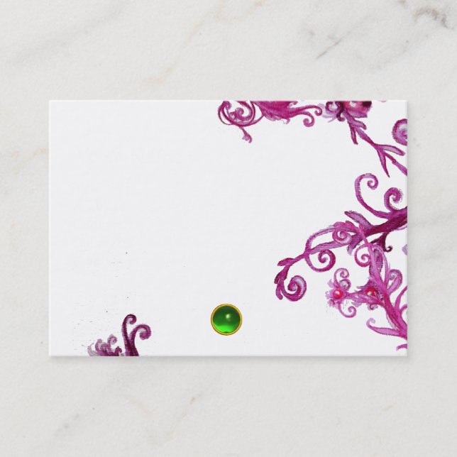 Tarjeta De Visita MAGIC BERRIES MONOGRAM Green Gem, Blanco (Anverso)