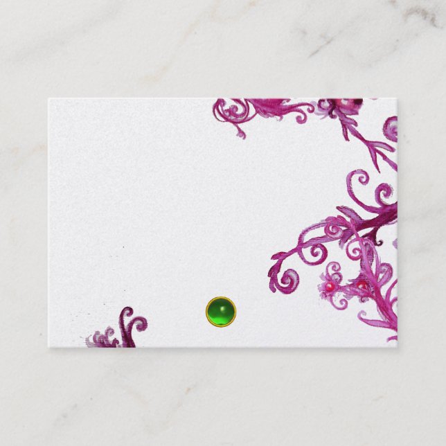Tarjeta De Visita MAGIC BERRIES MONOGRAM Green Gem, Perla Blanca (Anverso)