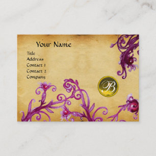 Tarjeta De Visita MAGIC BERRIES MONOGRAM, pergamino amarillo topaz