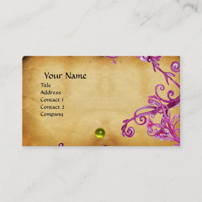Tarjeta De Visita MAGIC BERRIES MONOGRAM pergamino azul (Anverso)