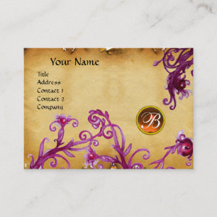 Tarjeta De Visita MAGIC BERRIES MONOGRAM, pergamino naranja topaz