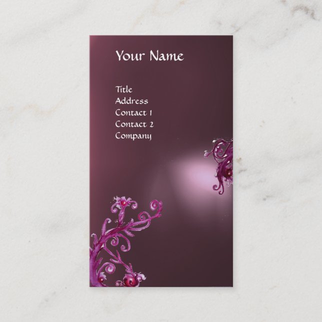 Tarjeta De Visita MAGIC BERRIES MONOGRAM púrpura (Anverso)