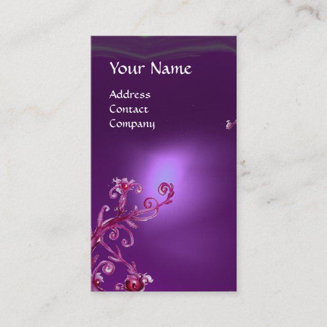 Tarjeta De Visita MAGIC BERRIES MONOGRAM púrpura (Anverso)