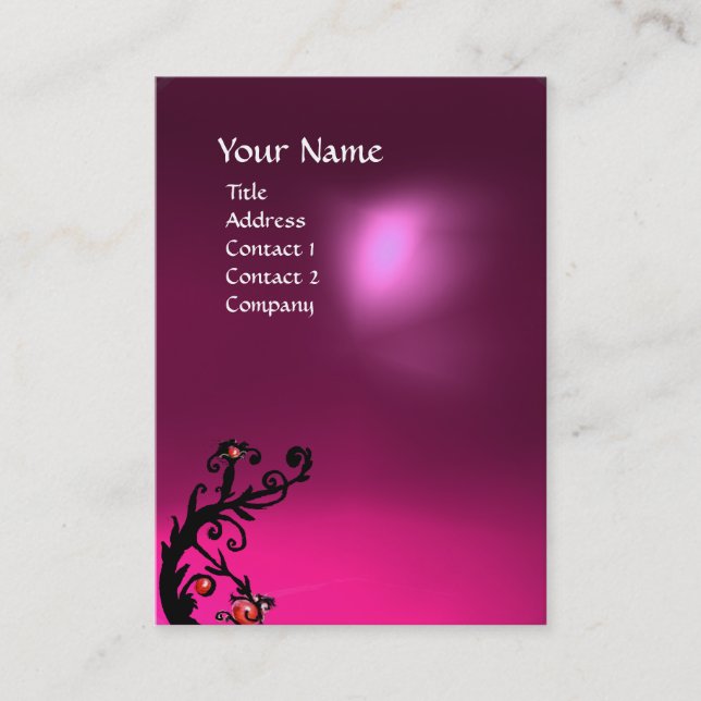 TARJETA DE VISITA MAGIC BERRIES PINK FUCHSIA AMETHYST GEM MONOGRAM (Anverso)