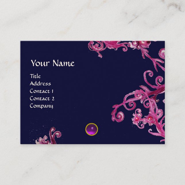 TARJETA DE VISITA MAGIC BERRIES PURPLE AMETHYST GEM MONOGRAM (Anverso)