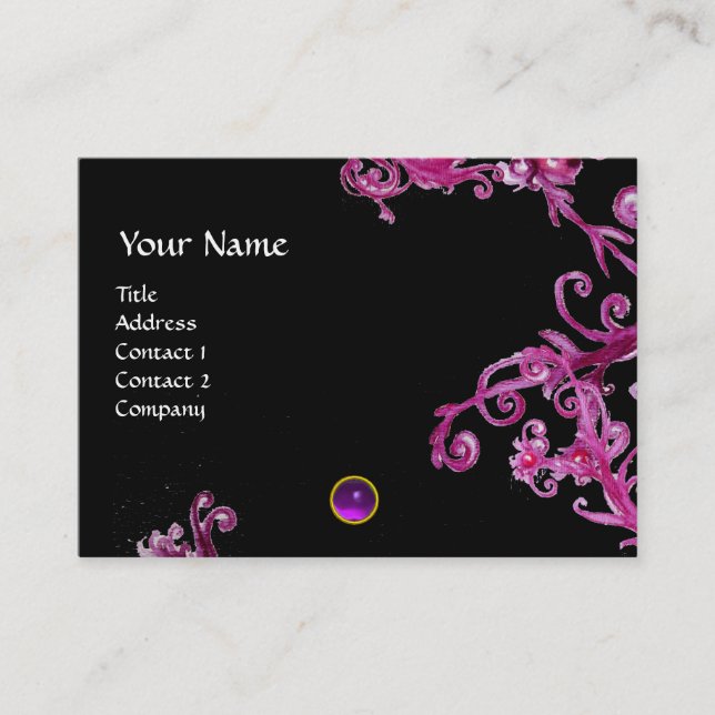 TARJETA DE VISITA MAGIC BERRIES PURPLE AMETHYST GEM MONOGRAM (Anverso)