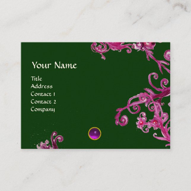 TARJETA DE VISITA MAGIC BERRIES PURPLE AMETHYST GEM MONOGRAM (Anverso)