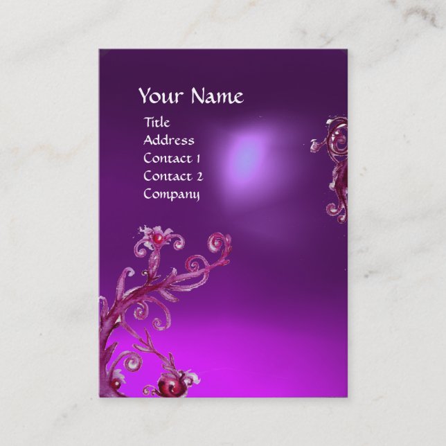 TARJETA DE VISITA MAGIC BERRIES PURPLE AMETHYST GEM MONOGRAM (Anverso)