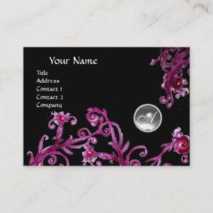Tarjeta De Visita MAGIC BERRIES WHITE CRYSTALGEM MONOGRAM negro