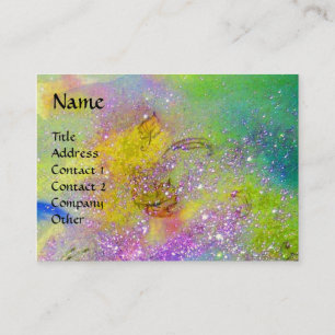 Tarjeta De Visita MAGIC BUTTERFLY amarillo violeta dorado chispas