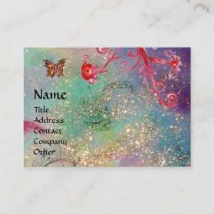 Tarjeta De Visita MAGIC BUTTERFLY azul verde dorado chispas