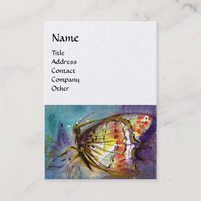 Tarjeta De Visita MAGIC BUTTERFLY Yellow, White Pearl Paper (Anverso)