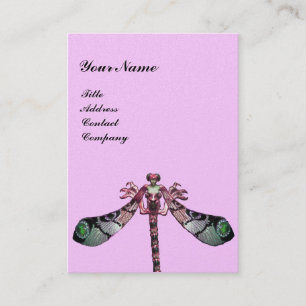 Tarjeta De Visita MAGIC DRAGONFLY ,verde ,negro rosado metal dorado
