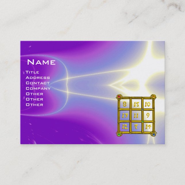 Tarjeta De Visita MÁGIC SQUARE 33 Ondas fractales ultravioletas púrp (Anverso)