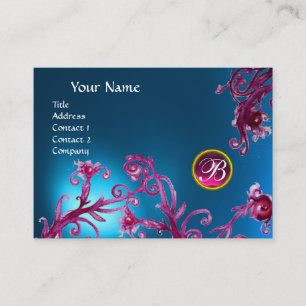 Tarjeta De Visita MÁGICA BERRIES MONOGRAM, zafiro azul, rosa rubí