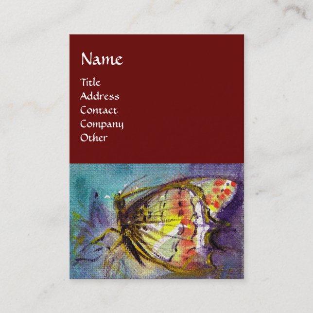 Tarjeta De Visita MÁGICA MARIPOSA, Amarilla, Rojo (Anverso)