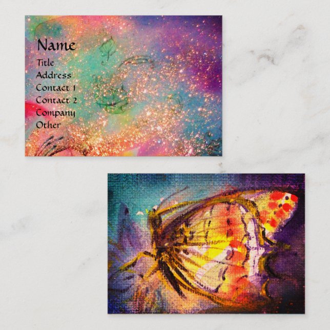 Tarjeta De Visita MÁGICA MARIPOSA Azul Verde AZOTE RISA (Anverso / Reverso)