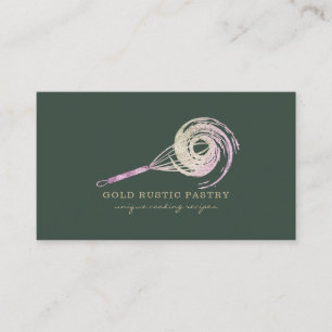 Tarjeta De Visita Magical Whisk Bakery Bling Pastelería Chef verde s