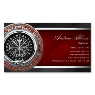 Tarjeta De Visita Magnética [001] Compás rúnico mágico de plata de Vegvisir -