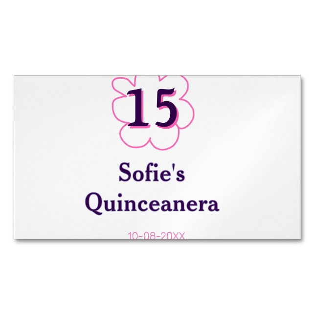 Tarjeta De Visita Magnética 15.ª quinceañera feliz cumpleaños púrpura rosa (Anverso)