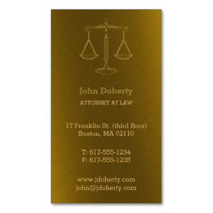 Tarjeta De Visita Magnética Abogado   Escala de oro perfecta para la justicia