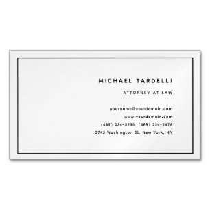 Tarjeta De Visita Magnética Abogado Minimalista Clásico Profesional