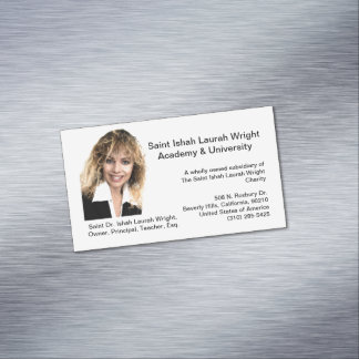 Tarjeta De Visita Magnética Academia y Universidad Saint Ishah Laurah Wright