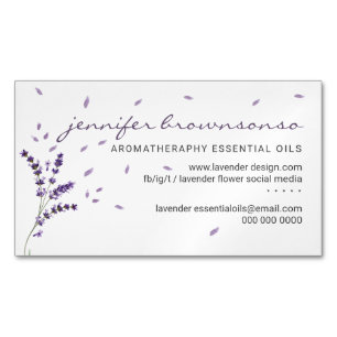 Tarjeta De Visita Magnética Aceites Esenciales Florales de Lavanda Simples y E
