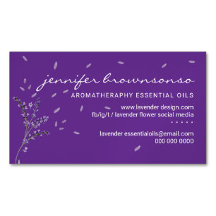 Tarjeta De Visita Magnética Aceites esenciales florales púrpura Simple Elegant