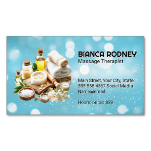 Tarjeta De Visita Magnética Aceites y sales de baño   Boke