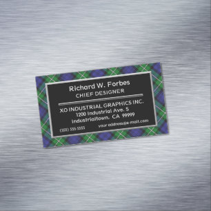 Tarjeta De Visita Magnética Acento escocés Clan Forbes Tartán