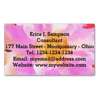 Tarjeta De Visita Magnética Acuarela floral rosa