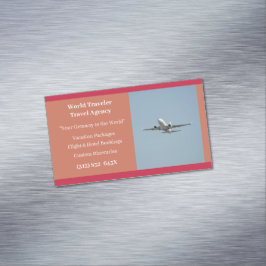 Tarjeta De Visita Magnética Agencia de Viajes Aéreos del Agente de Avión Blanc