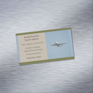 Tarjeta De Visita Magnética Agencia de Viajes Aéreos del Agente del Avión Blan