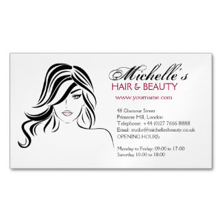 Tarjeta De Visita Magnética Agradable chica con el pelo ondulado e ícono de ma