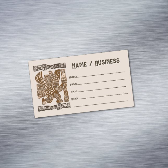 Tarjeta De Visita Magnética Águila azteca guerrera arte tribal antiguo (In Situ)