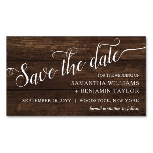 Tarjeta De Visita Magnética Alexandra Rustic Save the Date Magnets